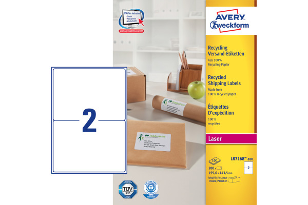 AVERY ZW. Adressetiketten 199,6x143,5mm LR7168100 recycling 200 Stück